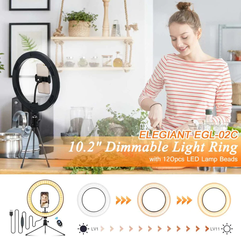 10" Table Top LED Ring Light for Selfie, Vlogging & Video Conferencing