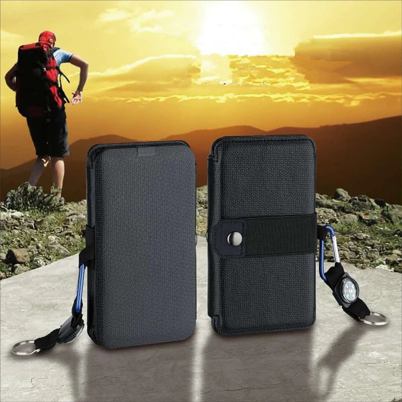10W Portable Folding Solar Charger with Compass for Camping & Hiking