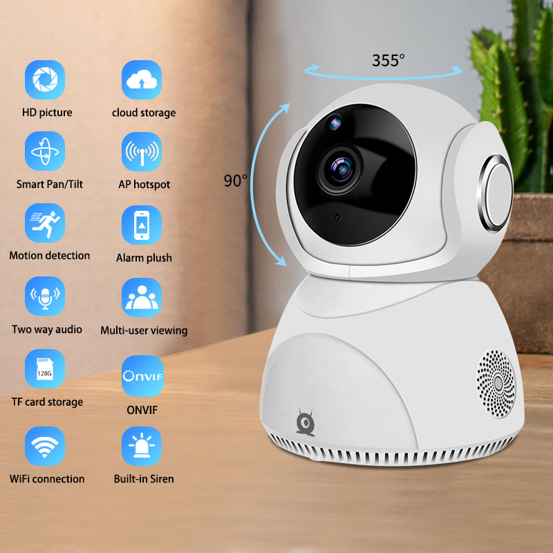 1080P HD 360° PTZ Wireless WiFi Security Camera with Night Vision & Motion Tracking
