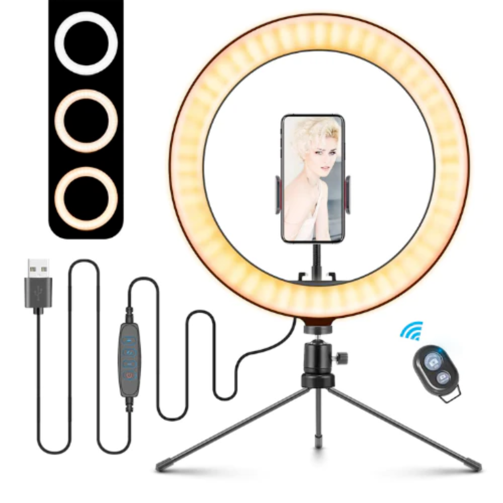 10" Table Top LED Ring Light for Selfie, Vlogging & Video Conferencing