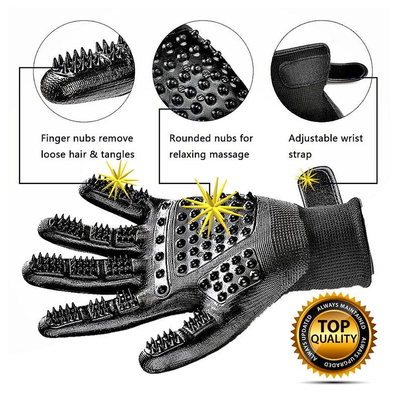 1 Pair Pet Grooming Gloves for Shedding, Bathing & Massage - Fast Shipping