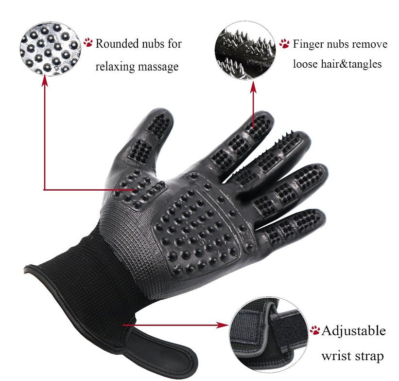 1 Pair Pet Grooming Gloves for Shedding, Bathing & Massage - Fast Shipping
