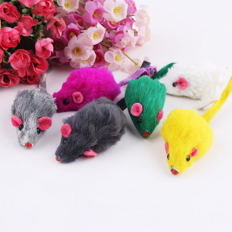 10-Pack Plush Mouse Cat Toys - Soft Interactive Pet Play (Random Colors)