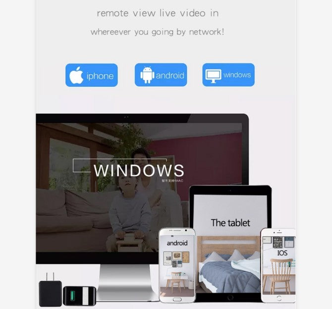 1080P HD WiFi Hidden Camera Wall Charger with Night Vision for Home Security